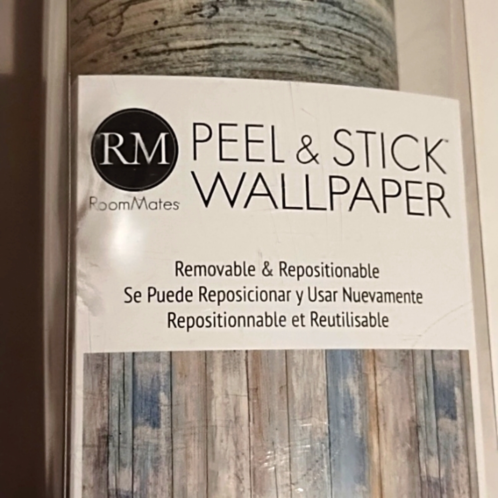 Rustic Blue/Tan Print Peel& Stick Wall Paper - Picture 2 of 8
